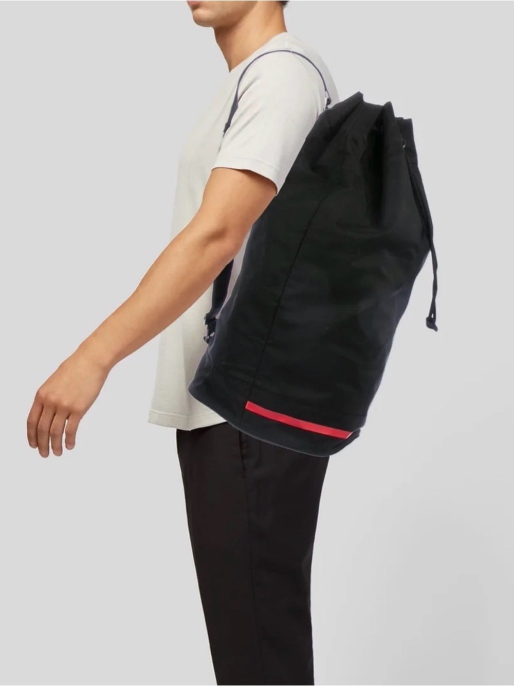 Prada Luna Rossa Black Drawstring  Duffle Bag Gym Bag